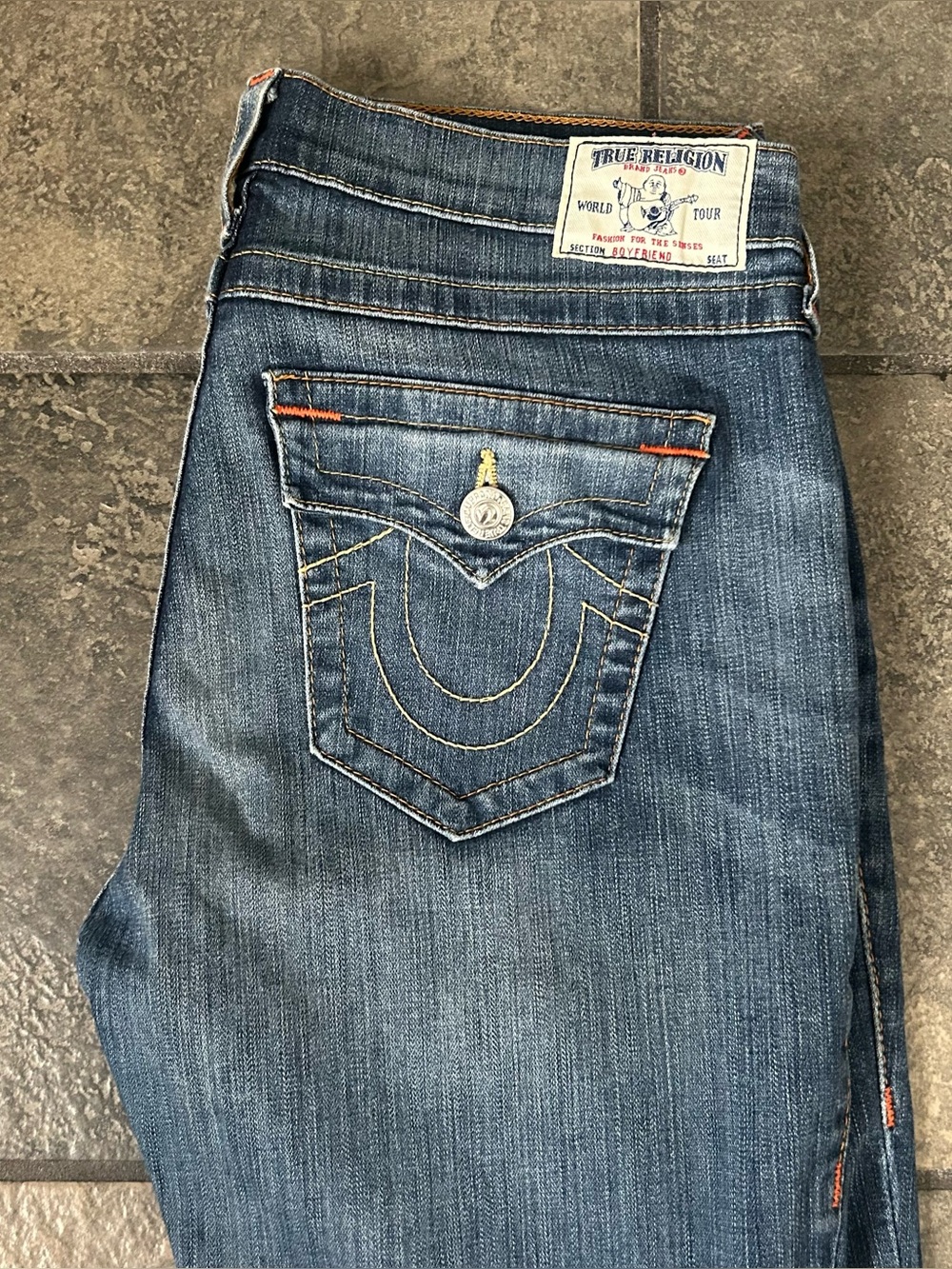 True Religion Jeans Signature "Boyfriend" Medium Wash Denim Women's Size 30